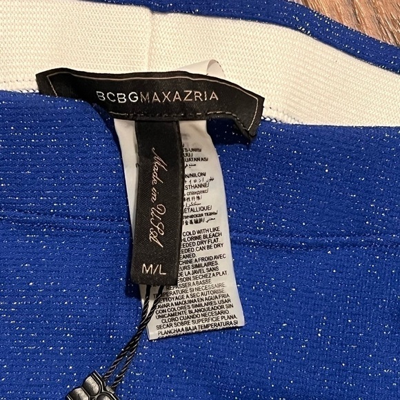 Bcbg MAXAZRIA metallic blue sapphire leggings. M/L. NWT - Picture 3 of 4